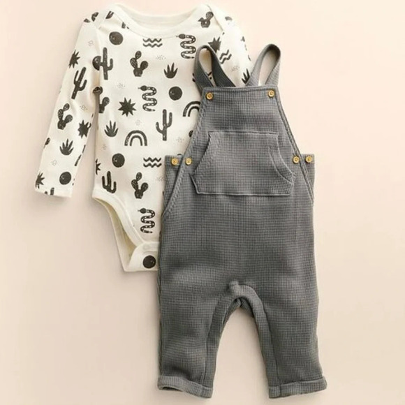 Lauren Conrad Little Co Onsie and Overall Set Sz 24m - Picture 1 of 3